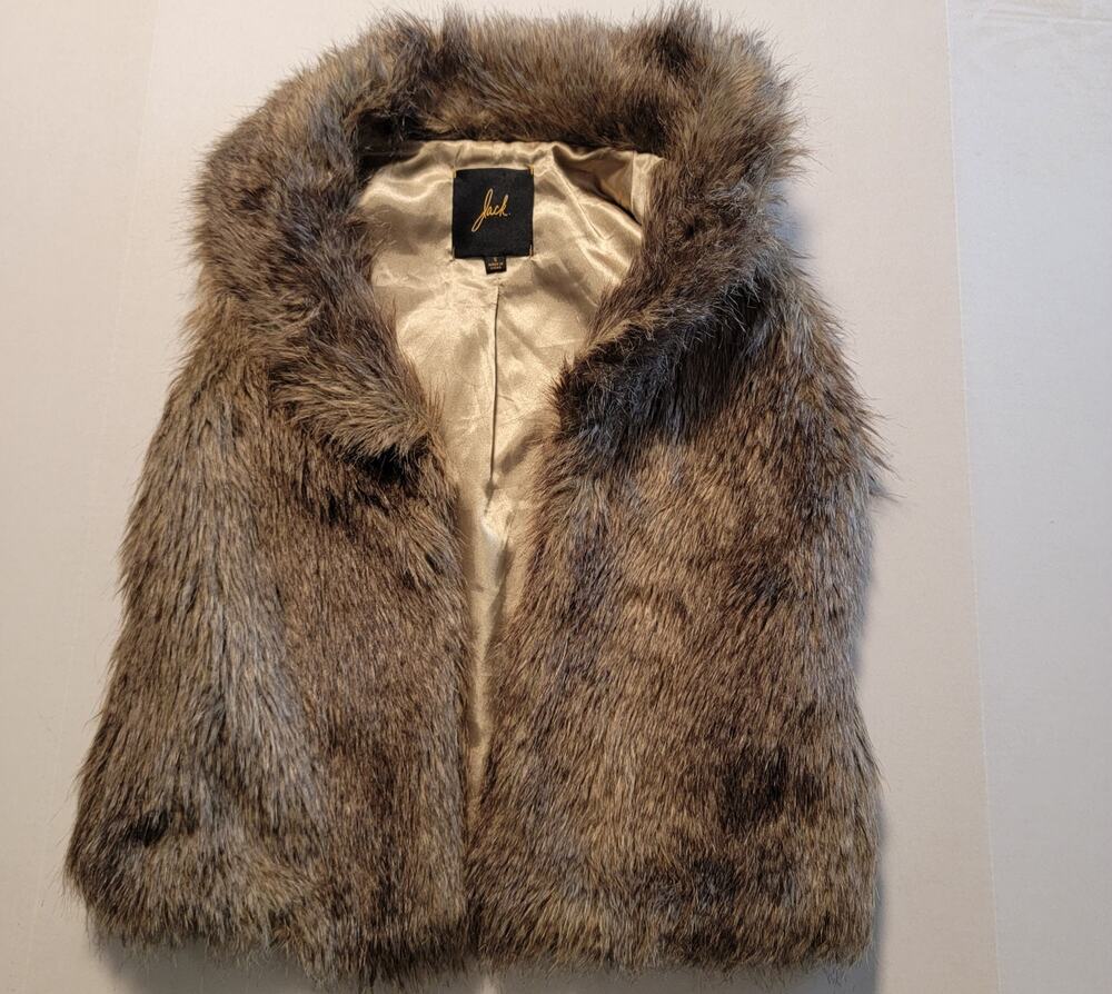 Jack By BB Dalton Women Multicolor "Whisper" Faux Fur Vest Size S